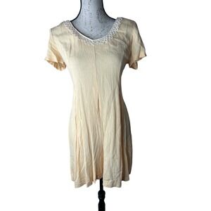 Vintage Ellen Ashley Yellow Rayon Short‎ Romper Bow On Back Size 10